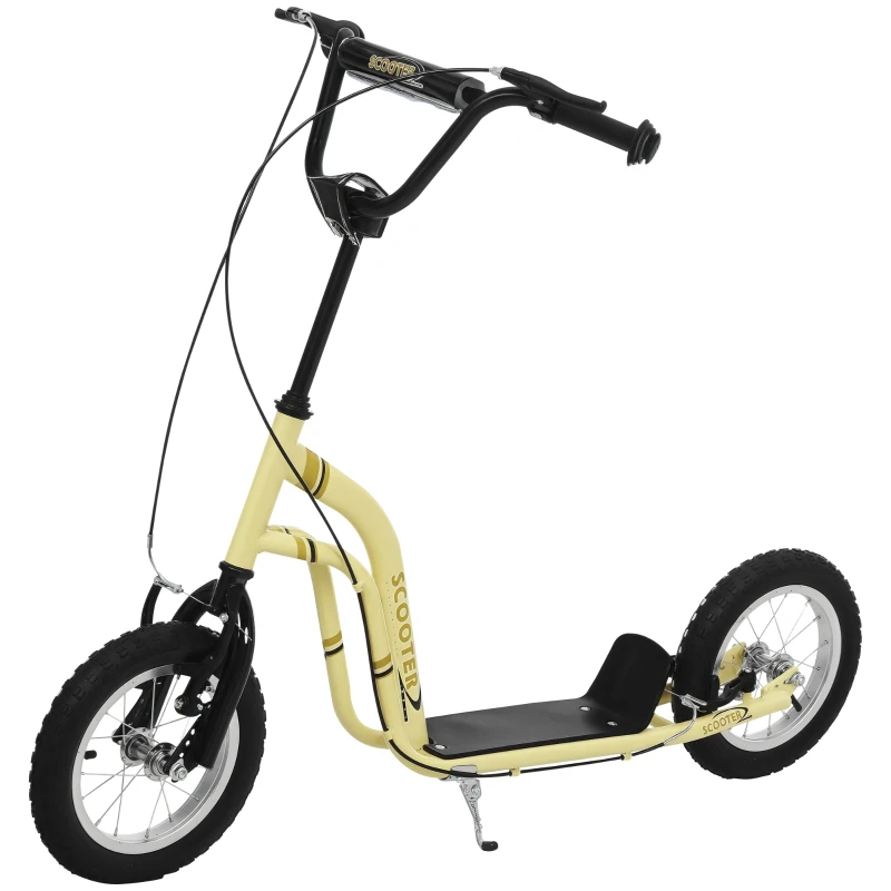 HOMCOM step kinderscooter scooter stadsscooter luchtbanden verstelbaar beige(m-11)