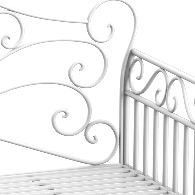 Outsunny Panchina da Esterno a 2 Posti , Panchina Biposto da Giardino Stile Romantico Ferro 111 x 50 x 98cm Bianco