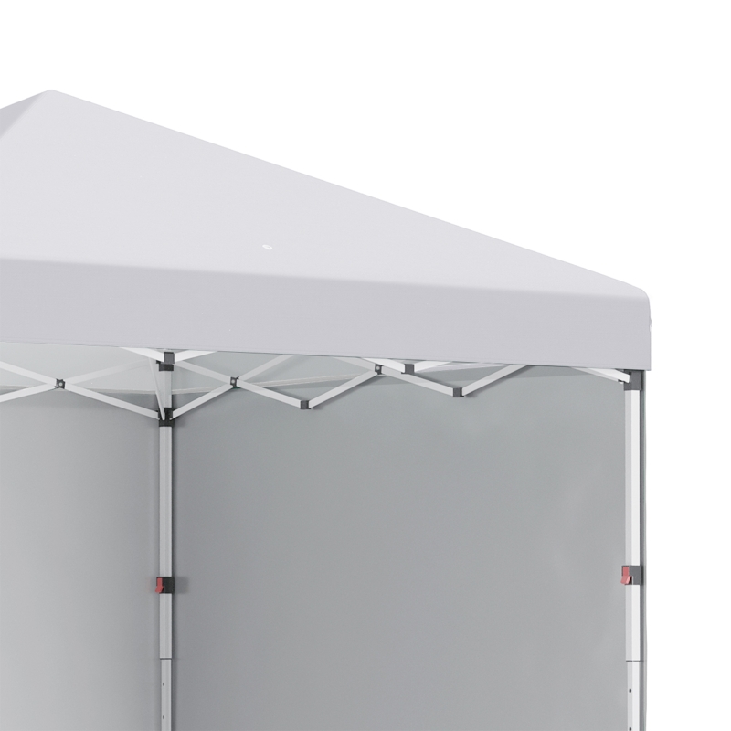Outsunny Opvouwbare paviljoen met 2 zijwanden, verstelbare hoogte, inclusief draagtas, roestvrij stalen frame, 3x3 m, wit