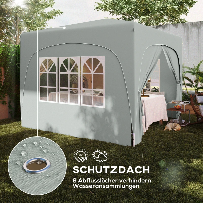 Outsunny 3 x 3 m Paviljoen, Pop-up Tuintent met Zijwanden en Draagtas, UPF50+, Hoogteverstelbaar, Zand