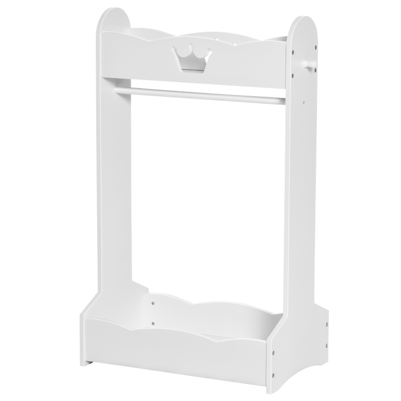 HOMCOM Kids Clothes Rail Wooden Hanging Rack with Storage Shelves Children Garment Freestanding Wardrobe for 3-8 Years Toddler, White