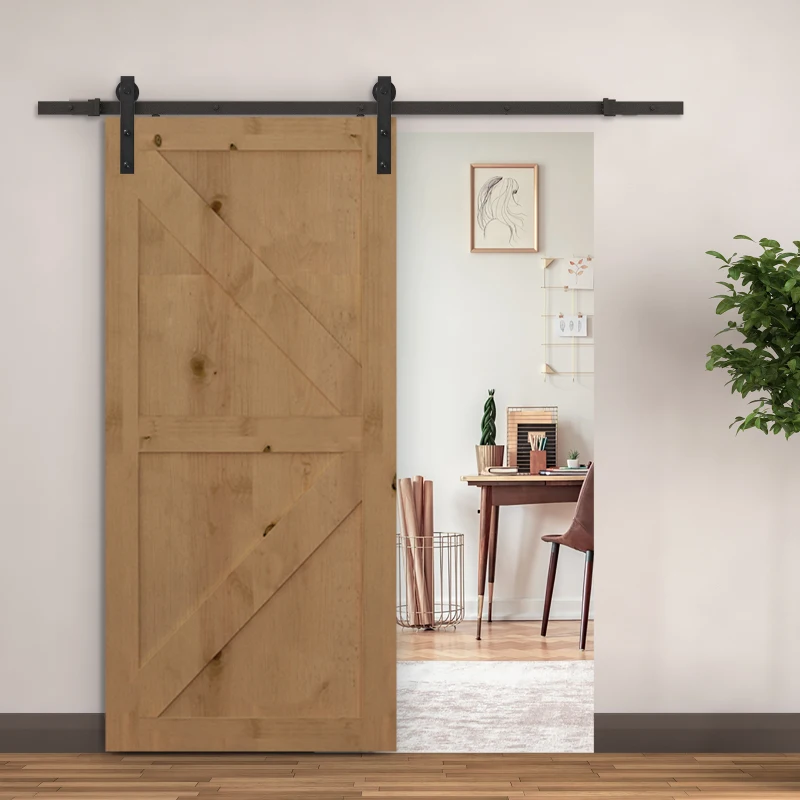 HOMCOM Glijrailsset voor schuifdeur, tot 90 kg, koolstofstaal, 200 cm, zwart, inclusief gereedschap(m-2)
