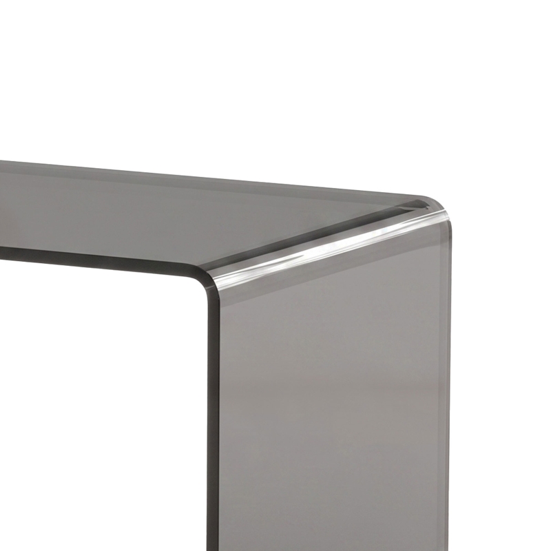 HOMCOM Mesa de centro de vidrio, mesa de salón rectangular diseño moderno con bordes redondeados seguros, gris claro transparente