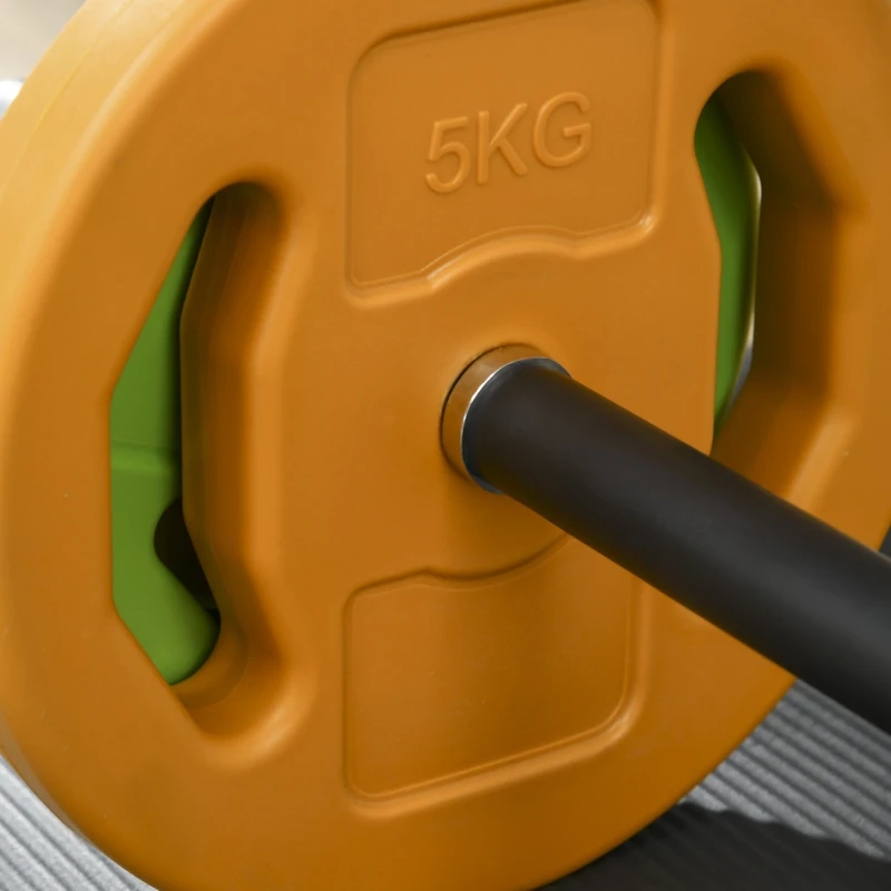 HOMCOM 20kg Halterset van Gietijzer Korte Halters met Verbindingsbuis Antislip Handvat Meerkleurig
