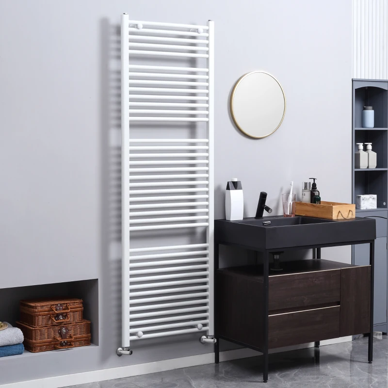 HOMCOM Termoarredo Bagno Scaldasalviette a 39 Barre in Acciaio, 60x180cm, Bianco