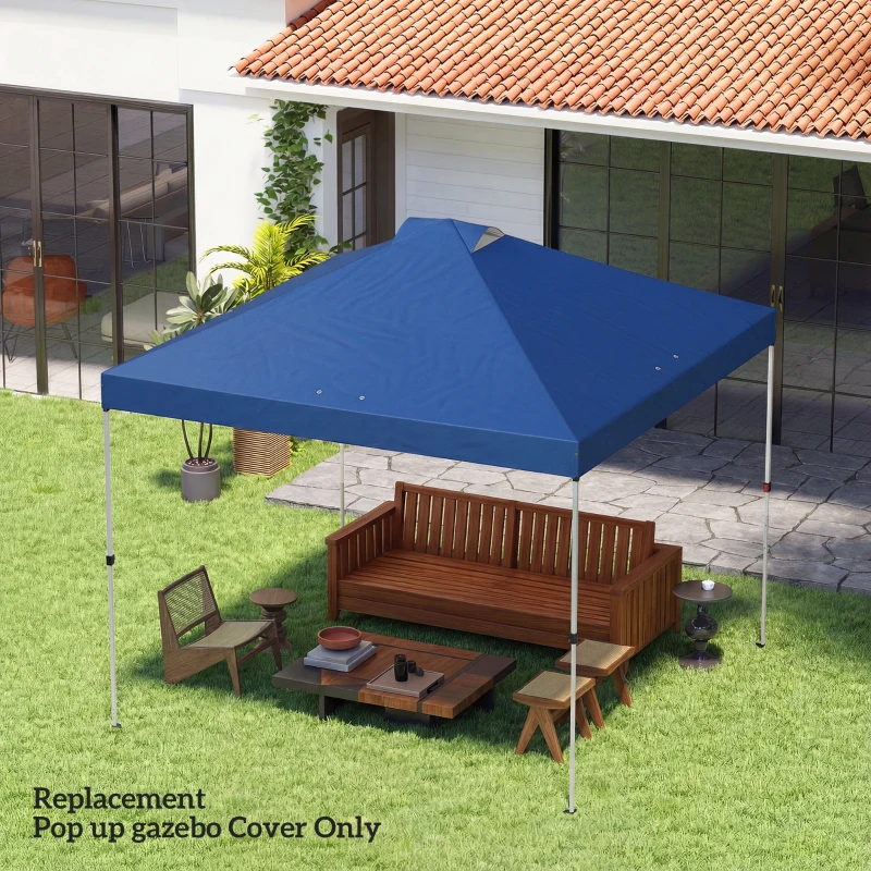 Outsunny Gazebo Roof Replacement UV50+ Waterproof Pop Up Canopy Cover with 8 Drainage Holes 3 x 3 m Blue