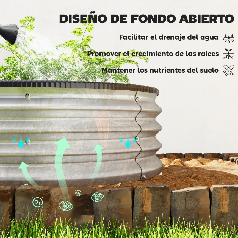 Outsunny Juego de 2 Jardineras Exterior Grandes de Acero Galvanizado Huertos Urbanos para Terraza Jardín 135x90x30 cm Plateado