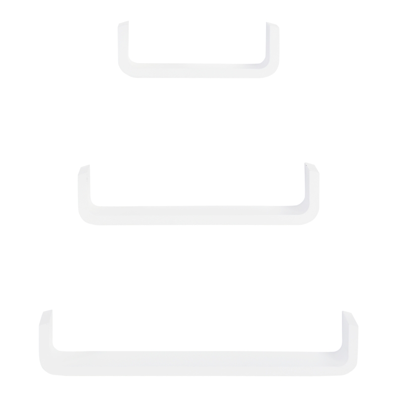 HOMCOM Lot de 3 étagères murales flottantes design contemporain courbé kit fixation inclus MDF blanc