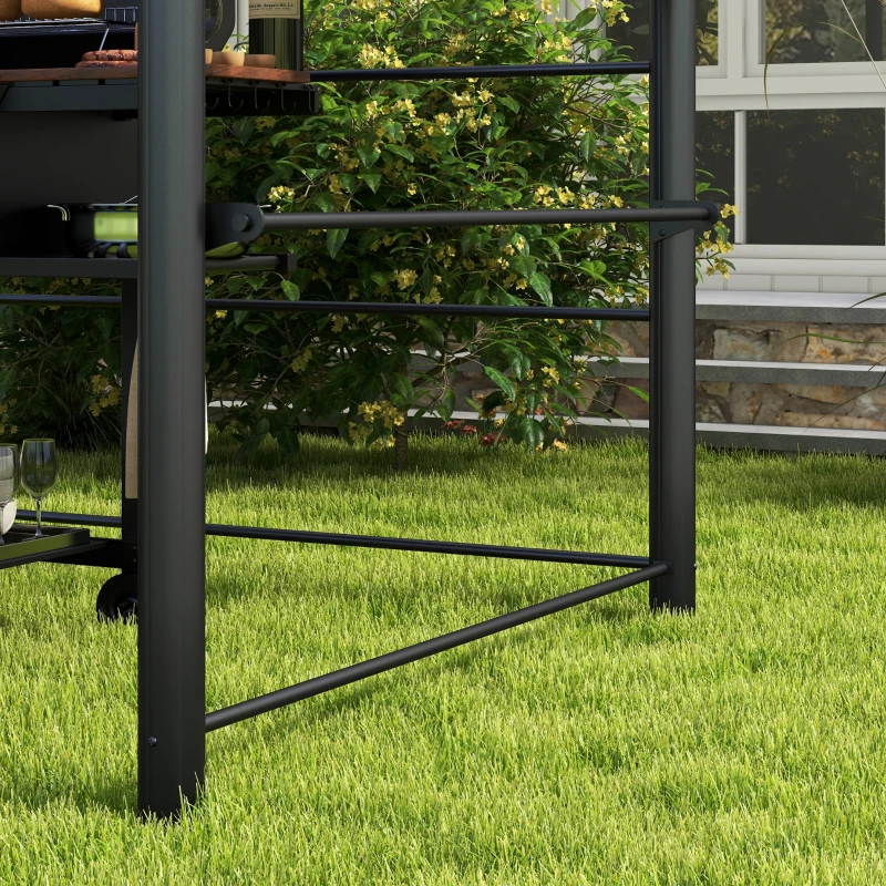Outsunny Grillpaviljoen Grilldak Grillprieel, weerbestendig, 240 cm x 150 cm x 230 cm, Geelbruin + Donkergrijs