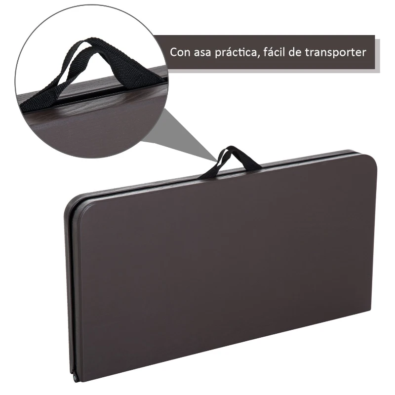 Outsunny Mesa de Camping Plegable y Portátil tipo Mesa Buffet Auxiliar Ligera y Multiusos con Asas PP 86x86x71.5cm (LxANxAL)