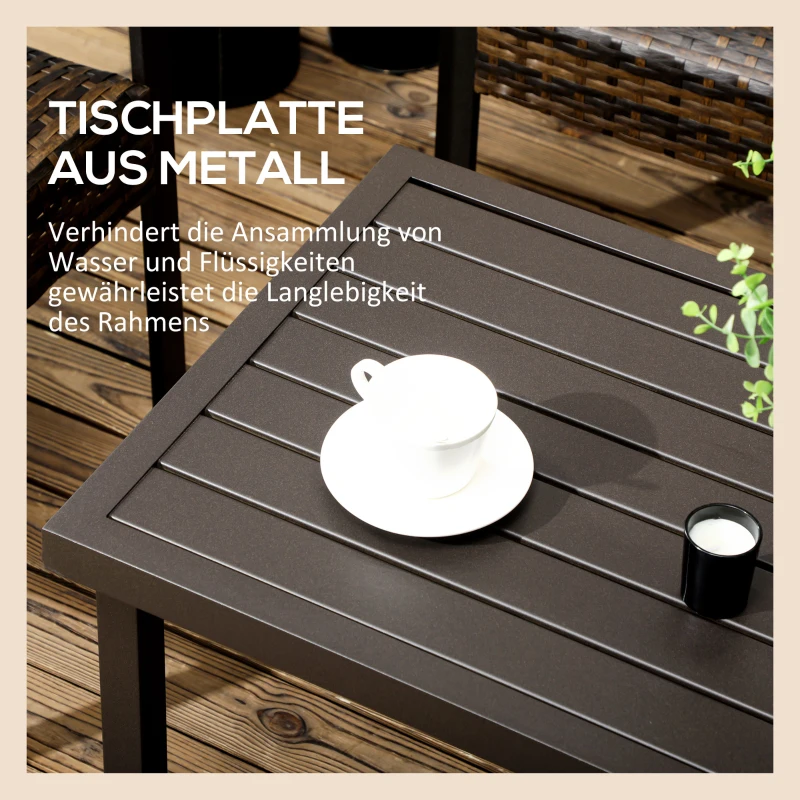 Outsunny Salontafel Houtlook Tuintafel Balkon Salontafel Staal