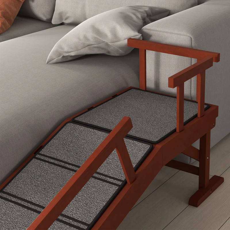 PawHut Wooden Dog Ramp with Removable Guardrails, Non-Slip Surface, 125 cm Long, Brown
