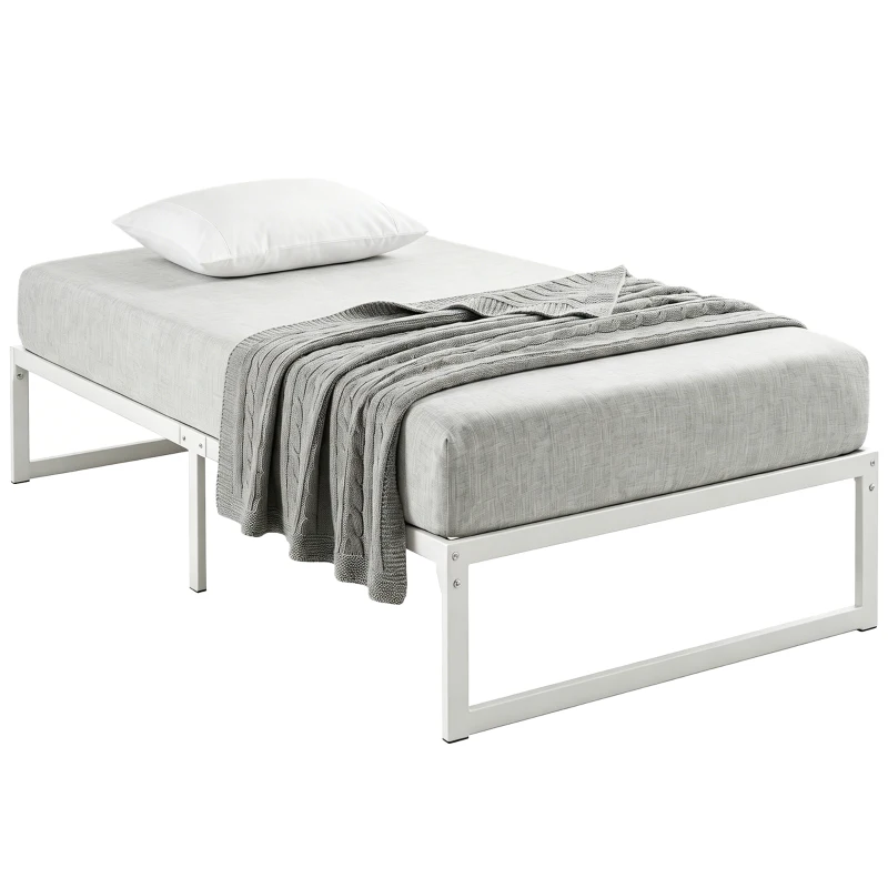 HOMCOM Bedframe met opbergruimte en lattenbodem, 32,5 cm hoog, stil, 200 x 90 cm, wit
