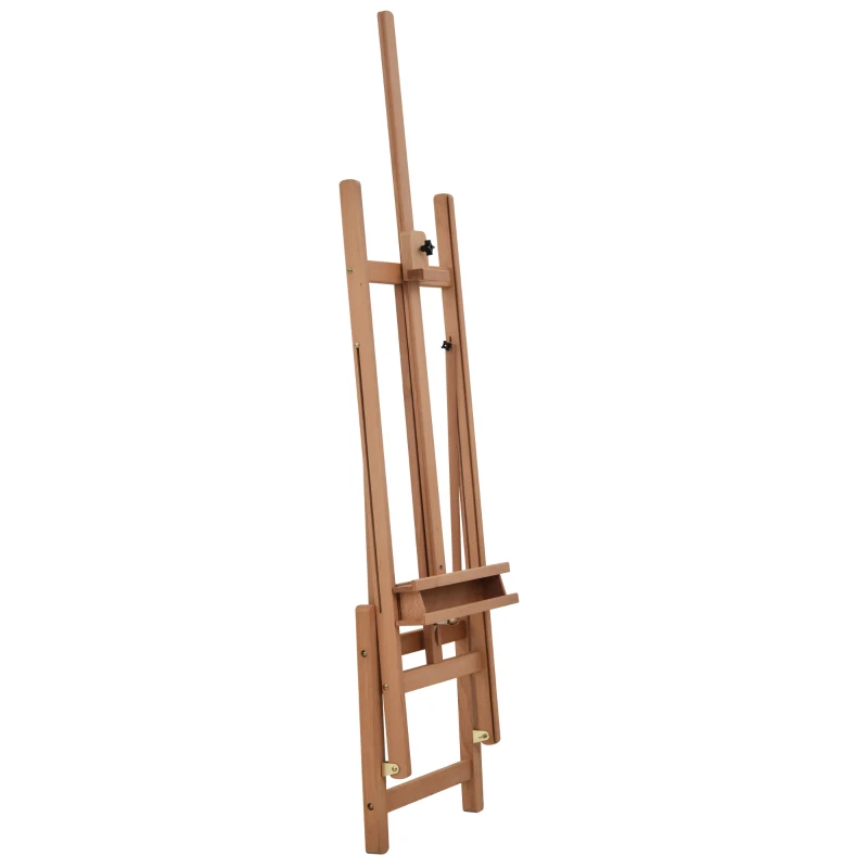 HOMCOM Cavalletto da Pittore Regolabile in Legno di Faggio con Vano Contenitore, 53x50.5x171-230cm