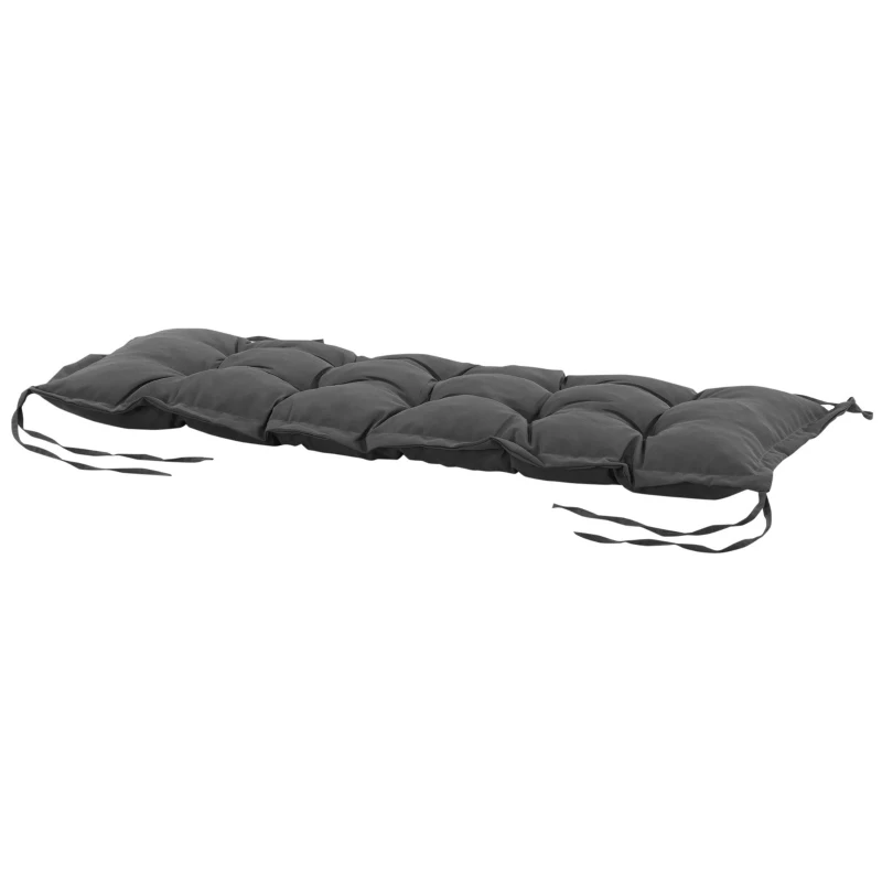 Outsunny Zitkussen 100x40 cm stoelkussen met bindbanden, 10 cm dikke vulling donkergrijs
