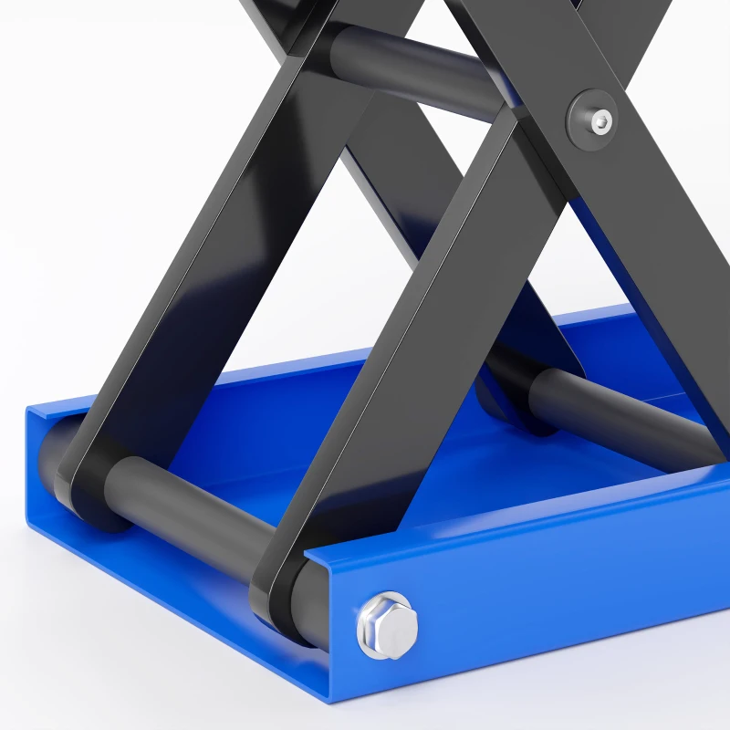 DURHAND Cavalletto Alzamoto Pieghevole e Antiscivolo in Acciaio e Gomma, 48x22.5x10-37 cm, Blu e Nero