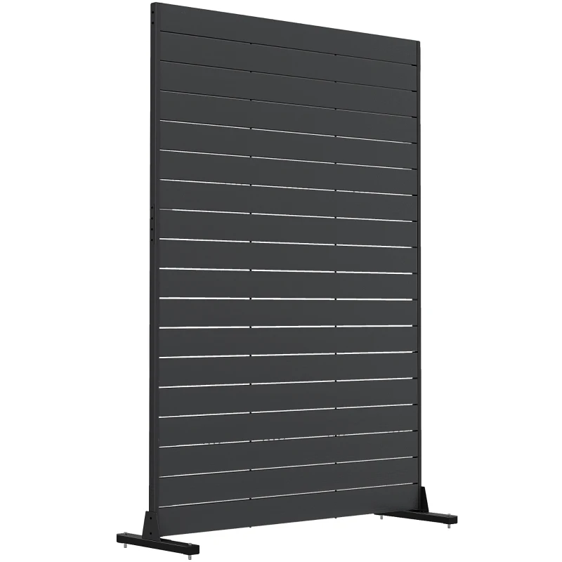 Outsunny Écran de Confidentialité, Panneau Décoratif HDPE avec Support et 6 Panneaux, Noir, 120 x 174 cm