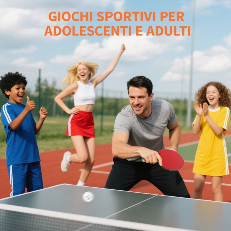 SPORTNOW Set 4 Racchette da Ping Pong e 8 Palline con Custodia per Trasporto, Rosso e Nero