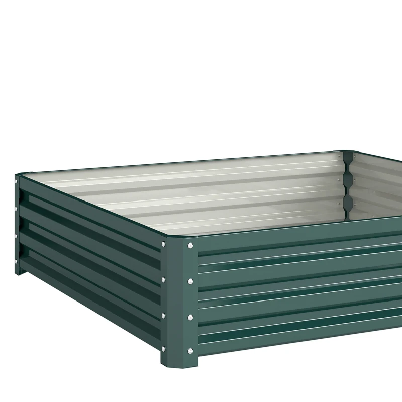 Outsunny Bedplantenbak met Stalen Kast Groen 120 x 120 x 30 cm