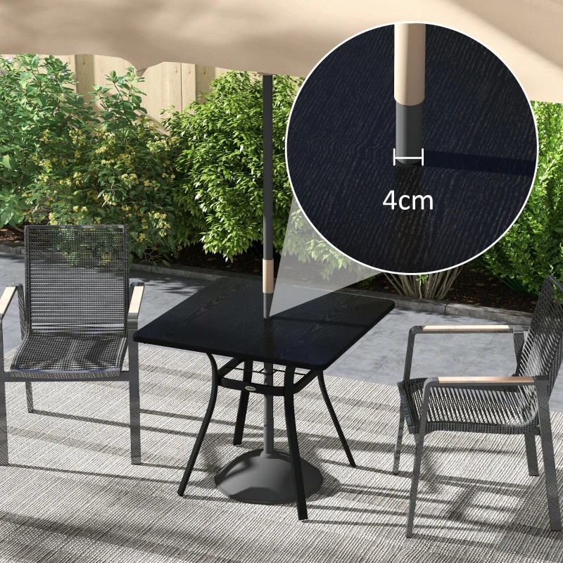 Outsunny Tuintafel voor 4 Personen, Stalen Frame, 80L x 80B x 72H cm, Zwart