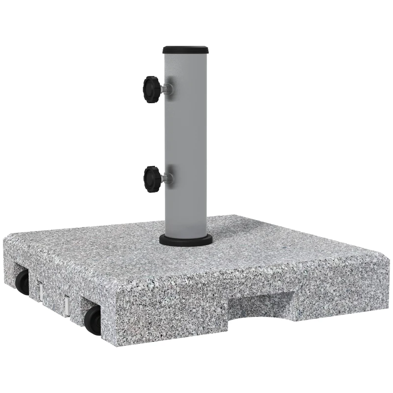 Outsunny Granieten parasolvoet, 28 kg, wielen, voor parasolpalen van 32/38/48 mm, Grijs