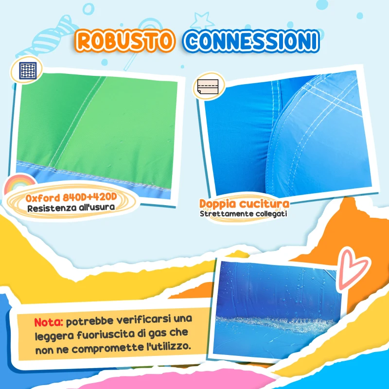 AIYAPLAY Castello Gonfiabile Trampolino 4 in 1, Scivolo, 415x205x190cm, Multicolore