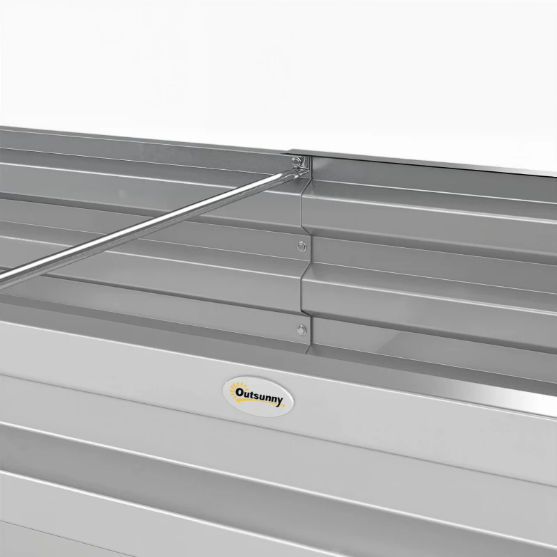 Outsunny Verhoogd Tuinbed Plantenbak, Weerbestendig, Open Bodem, Verzinkt Staal, 120 cm x 60 cm x 30,5 cm, Zilver