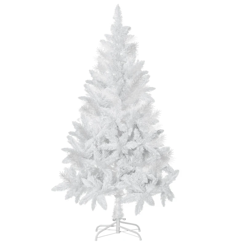 HOMCOM Árbol de Navidad Artificial 150 cm con 358 Ramas Hojas de Plástico Decoración Navideña para Interiores Blanco
