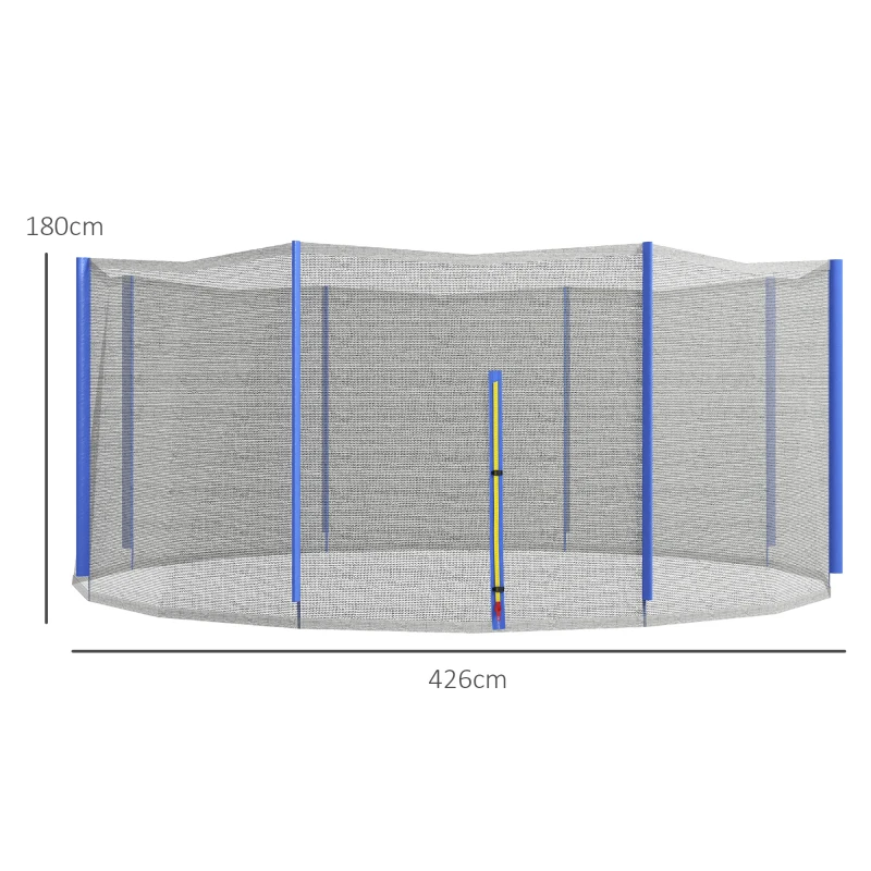 SPORTNOW Filet de remplacement pour trampolines Ø 426 cm  8 poteaux droits filet de sécurité pour trampolines, entrée zippée