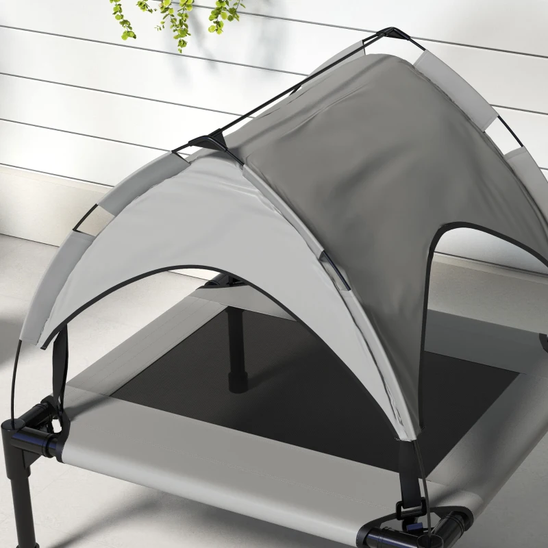 PawHut Hondenbed met Dak, Ademend, Waterafstotend, tot 20 kg, 76 x 61 x 69,5 cm, Lichtgrijs