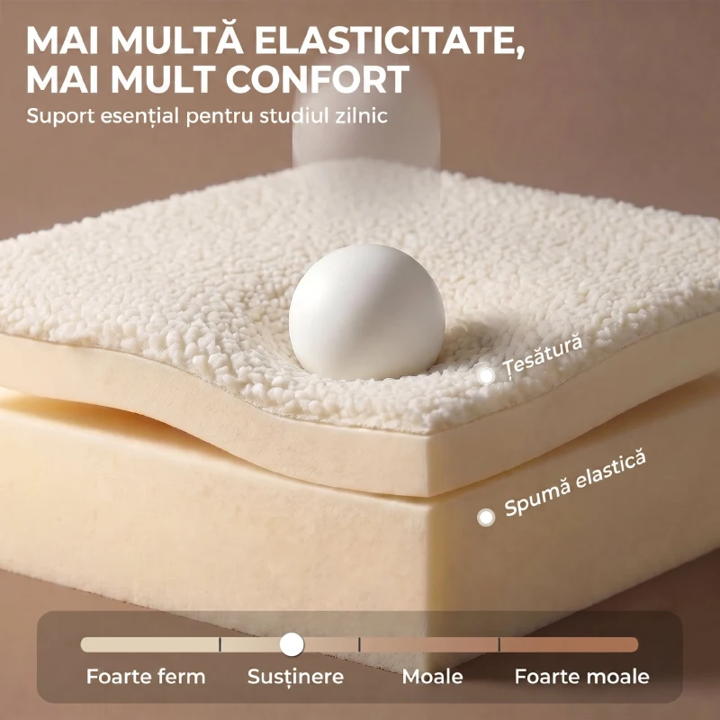 HOMCOM Scaun de Birou Rotativ fără Cotiere, Înălțime Reglabilă, Crem