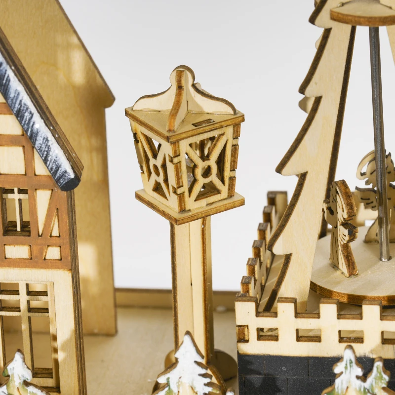 HOMCOM Adventskalender, kerstdorp, 18 LEDs, 24 lades, herbruikbaar, 45 x 9 x 42,5 cm(m-9)