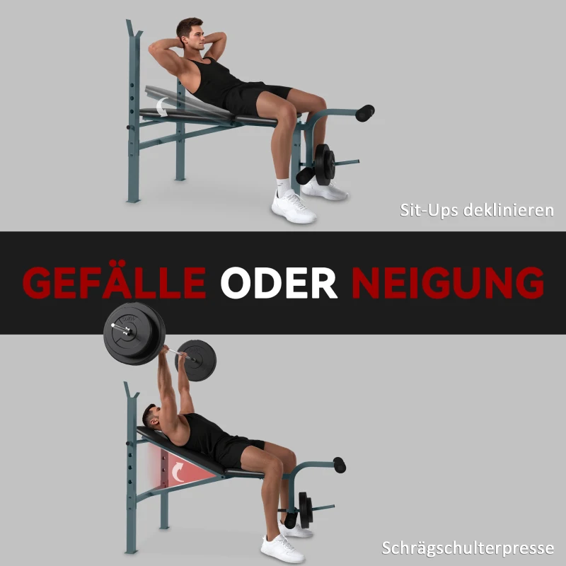 HOMCOM Multitrainingsbank halterbank inclinebank gym fitness fitnessapparaat