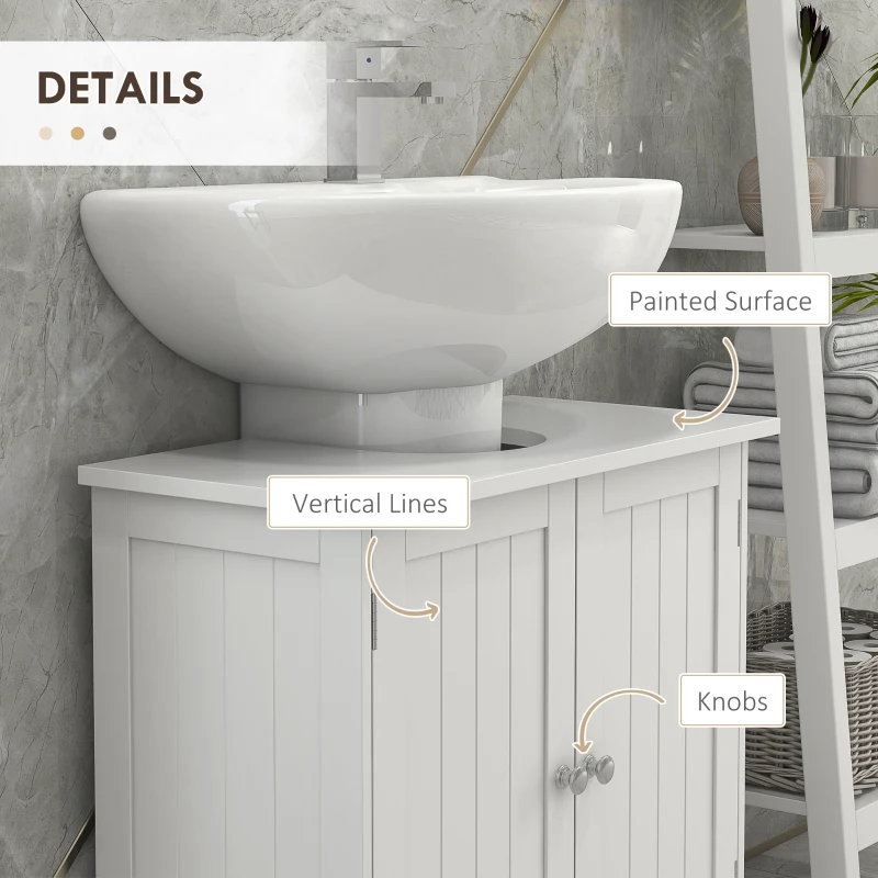 HOMCOM Under Sink Bathroom Storage Cabinet 2 Layers Vanity Unit Wooden - White