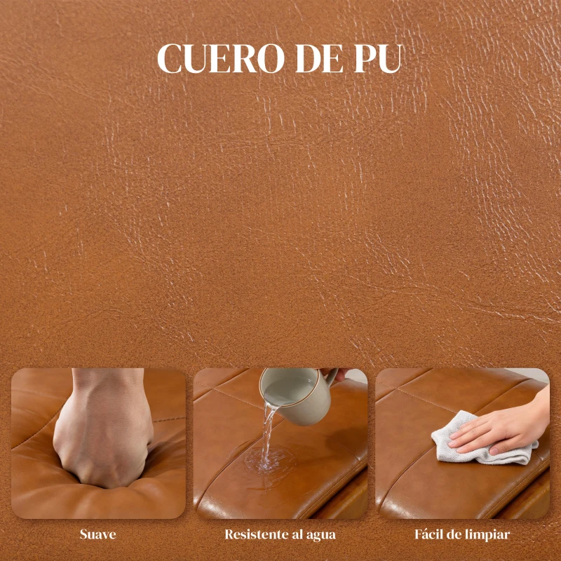 HOMCOM Pack de 2 Sillas de Comedor Tapizadas en PU Asiento Acolchado Patas de Madera para Salón Marrón