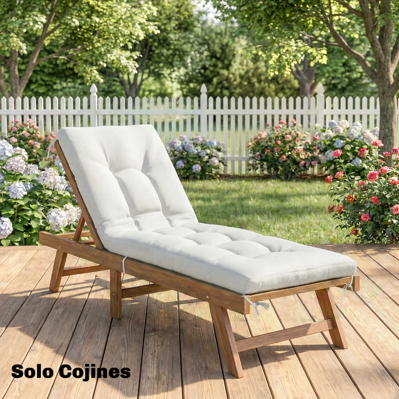 Outsunny Cojín para Banco Exterior con Correas de Sujeción Protección UV50+ Rebote Lento Interior Exterior 198x65x13 cm Crema