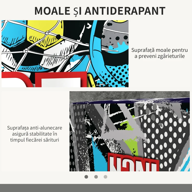 SPORTNOW Plyo Box 3 Înălțimi, Cutie Salt Antiderapantă pentru Casă și Sală de Sport, 76x61x51cm, Multicolor