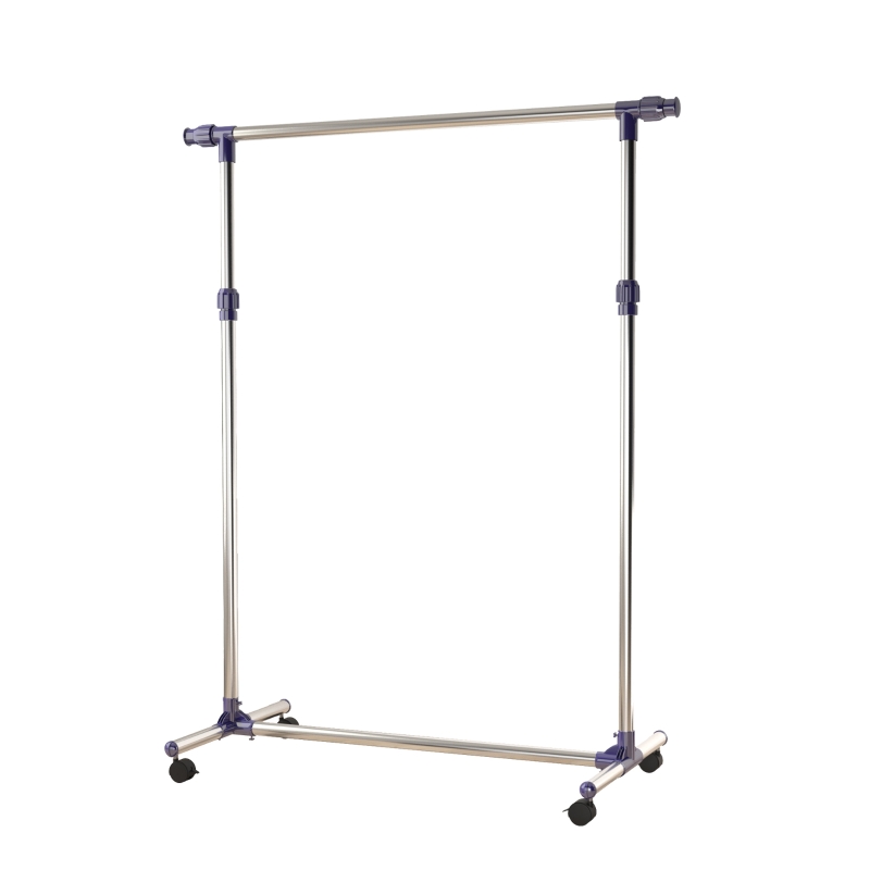 HOMCOM Perchero Acero Inox Colgador Ropa 4 Ruedas Alto y Largo Regulables 95x45x170cm