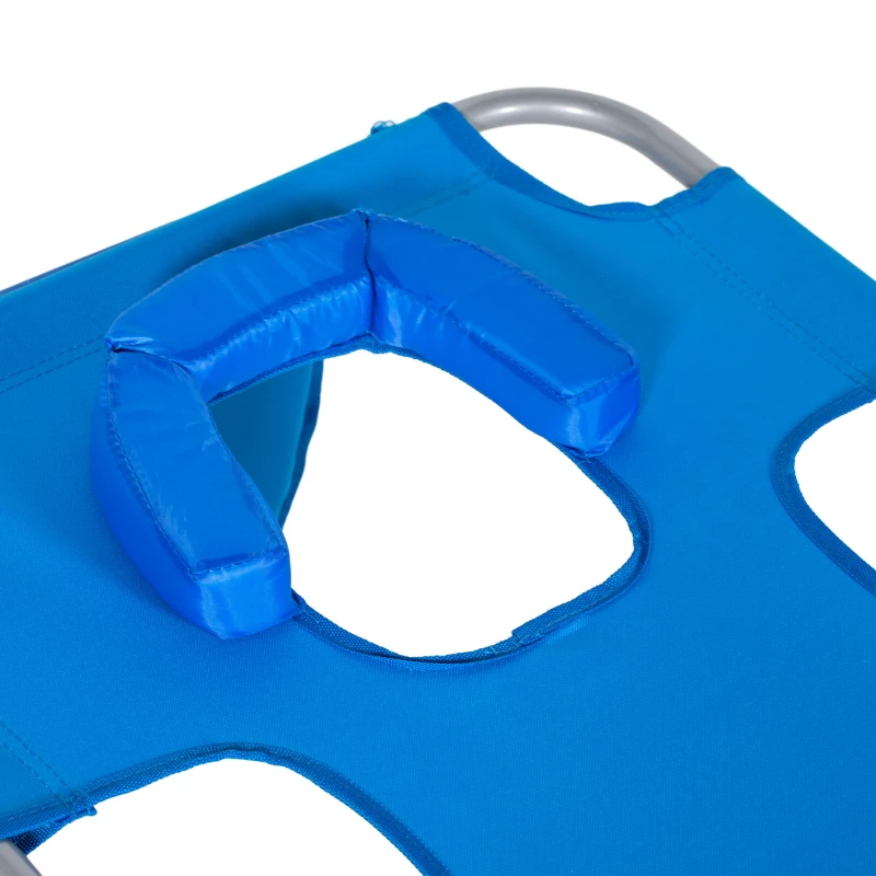 Outsunny Tuinligstoel, Ligstoel met Gewatteerde Gezichtsopening, Massage-Ligstoel voor Buiten, Zijvak, Stof, Metaal, Blauw