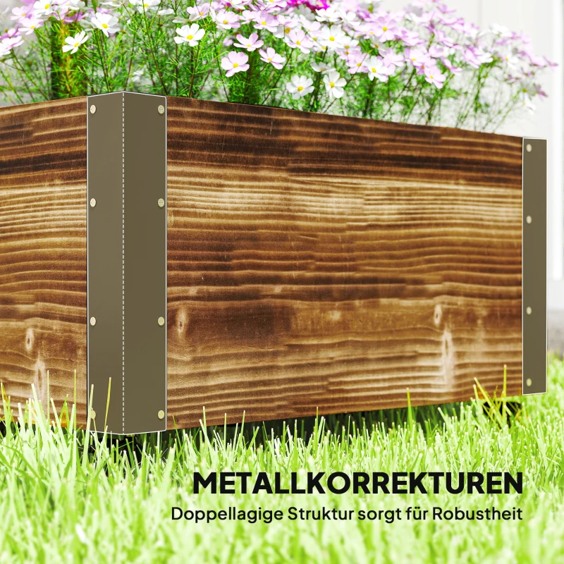 Outsunny plantenbak met latwerk bloembak latwerk rozenboog met klimhulp voor klimplanten tuinhout verkoold 65 x 31 x 147 cm