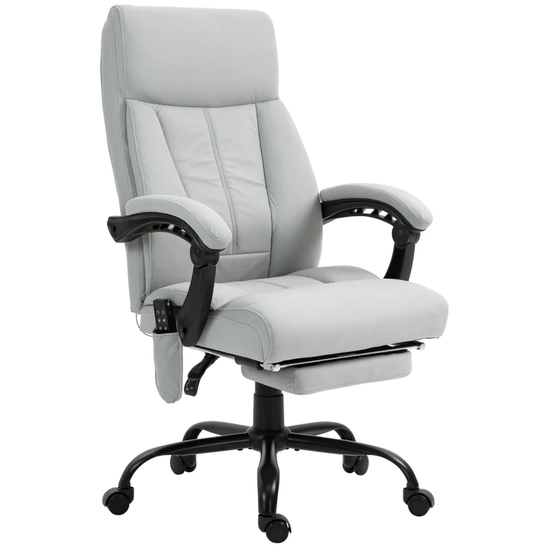 Vinsetto Bureaustoel met Massage- en Verwarmingsfunctie, Voetsteun, Tot 120 kg, Grijs(m-10)