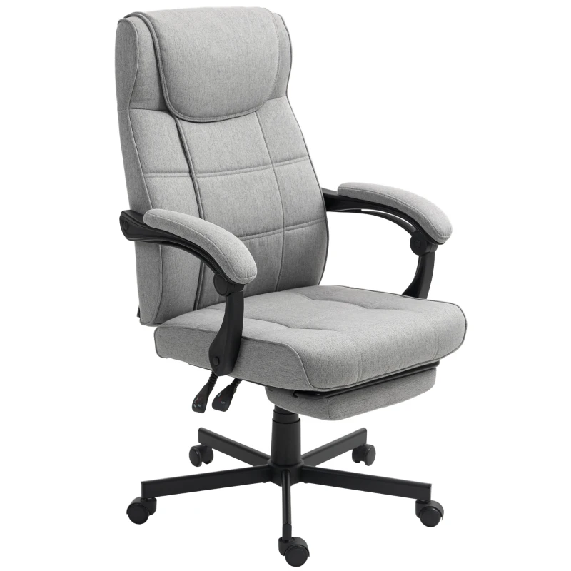 HOMCOM Ergonomische Bureaustoel met Massage en Ligfunctie Voetsteun Grijs