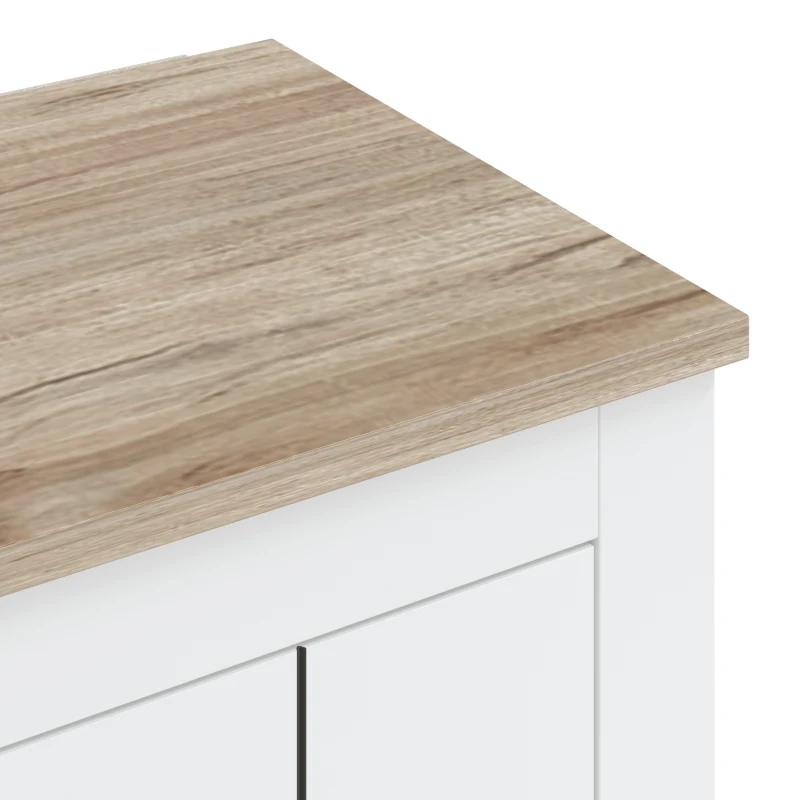 HOMCOM Sapateira 4 Níveis 12 Pares Armário para Sapatos 2 Portas e Prateleiras Ajustáveis 80x32,8x105 cm Carvalho e Branco