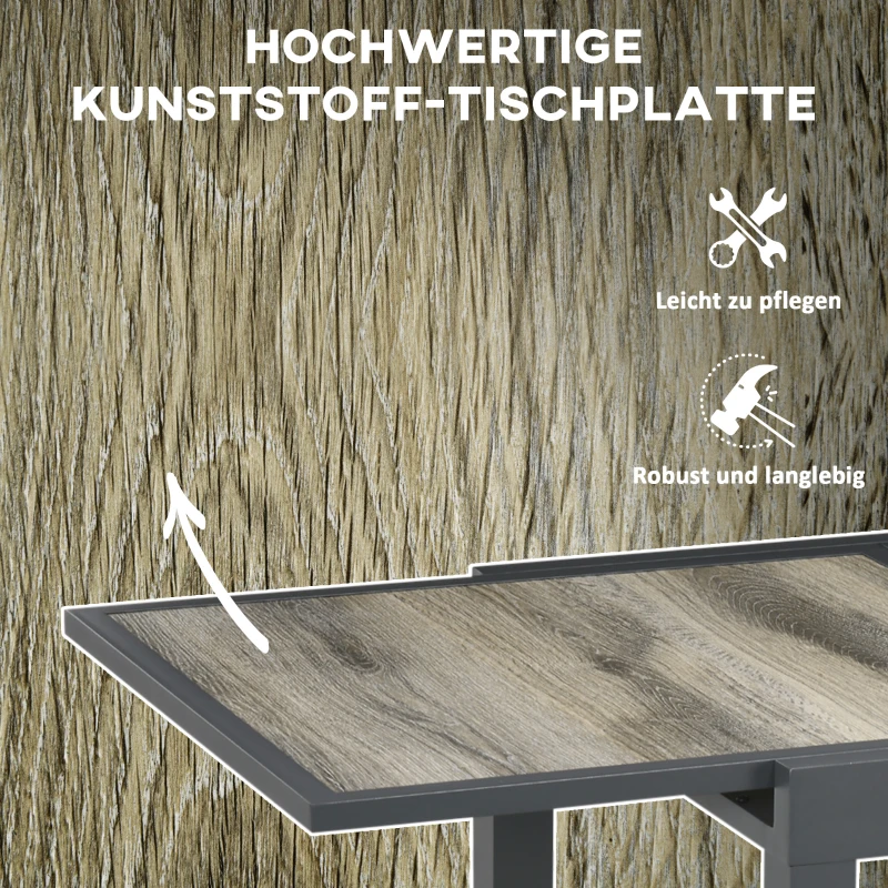Outsunny tuintafel, eettafel voor in de tuin met uitschuifbaar tafelblad, aluminium