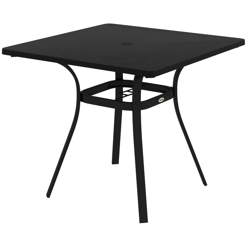 Outsunny Tuintafel voor 4 Personen, Stalen Frame, 80L x 80B x 72H cm, Zwart