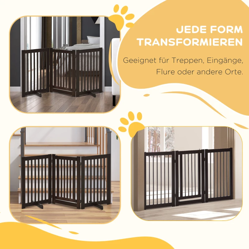 PawHut Afschermhek voor honden deurafscherming veiligheidshek MDF, donkerbruin