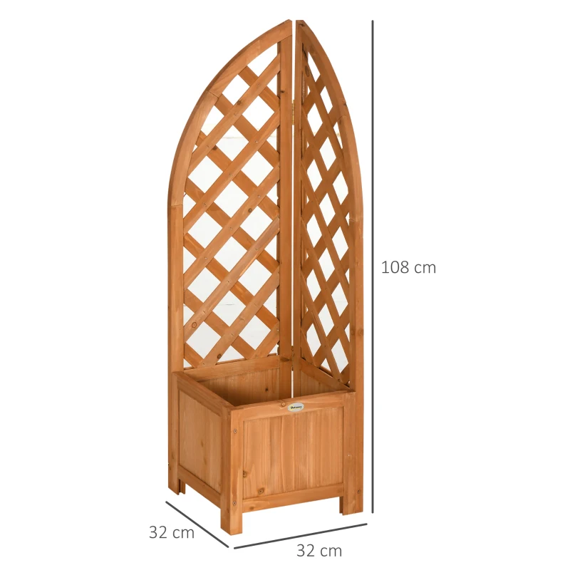 Outsunny Buitenzonnig verhoogd bed met latwerk, bloembak, bloempot, plantenpot bruin