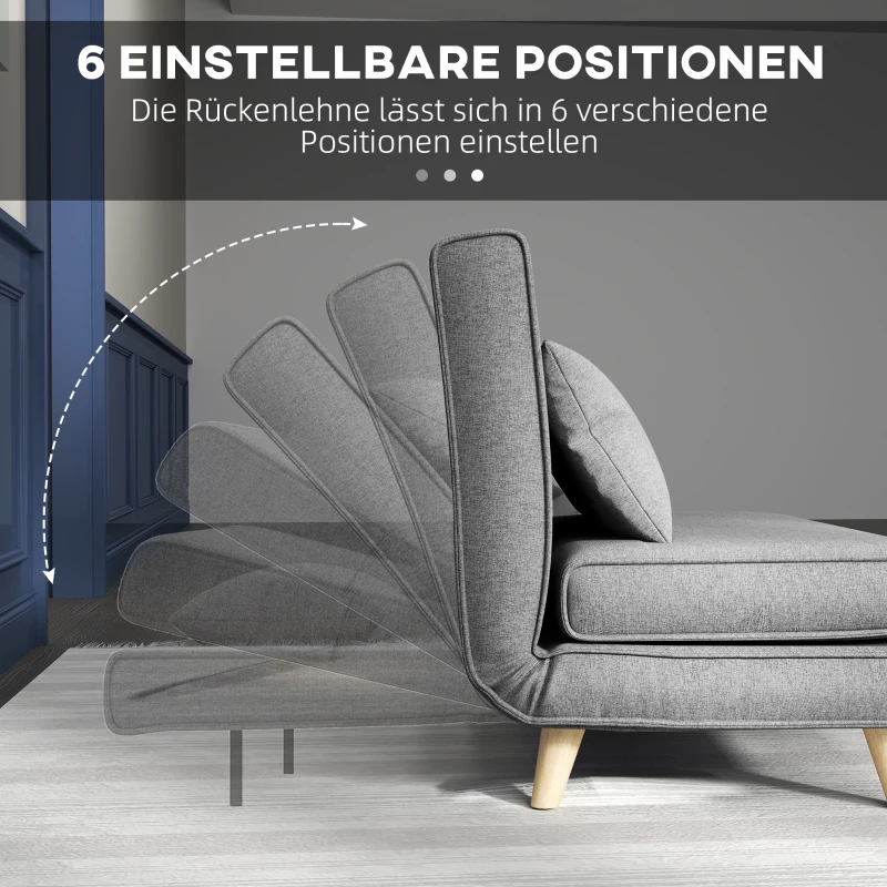HOMCOM Eenpersoonsbedbank slaapbank opklapbare bank verstelbare rugleuning Scandinavisch nordic