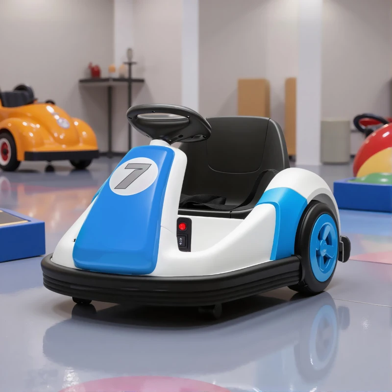 AIYAPLAY Kids Bumper Car with 360-Degree Rotation, 6V Electric Ride On Car with Music and Horn for 3-8 Years Old, Blue