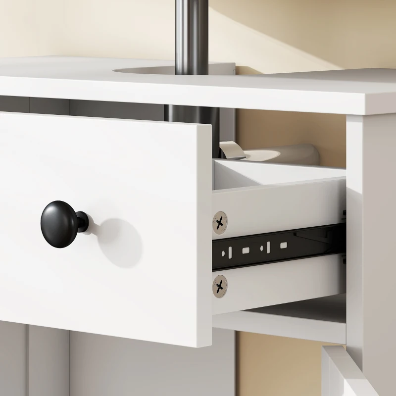 HOMCOM Moderne vrijstaande wastafelonderkast met soft-close scharnieren, lade en 2 deuren, wit